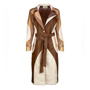 Francine Patched Trench Coat/  vegan Leather size S